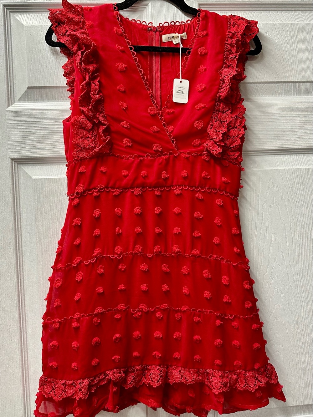 NWT Just Me Red Lace-Trim Dress